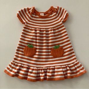 Gymboree 2T Toddler Girl Pumpkin Knit Dress Orange Stripe Fall